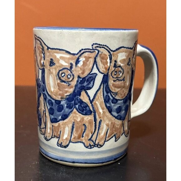 Vintage Louisville Stoneware Pottery Mug Cup Precious Pigs Collection Bandana - Picture 1 of 10